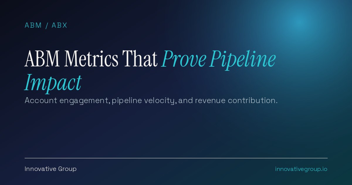 ABM metrics dashboard showing account engagement, pipeline velocity, and revenue contribution for account-based marketing measurement